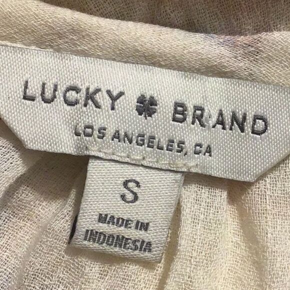 Lucky Brand Major Floral Cream Boho Peasant Festival Blouse - Picture 15 of 16